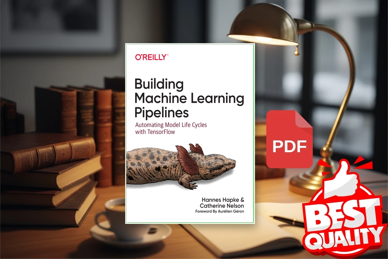 Cover for Building Machine Learning Pipelines Automating Model Life Cycles with TensorFlow (Hannes Hapke, Catherine Nelson)